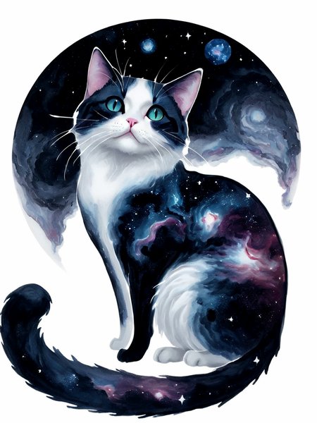 <lora:galaxyXL:1> galaxy cat, void, cosmic, white background,