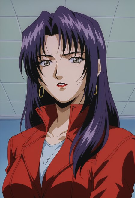 <lora:Inmu-Ikenie_no_Utage_1:0.8>,1girl,solo,Inmu,mature female,long hair,purple hair,grey eyes,breasts,anime coloring,retro artstyle,formal,red jacket,upper body, looking at viewer, indoors