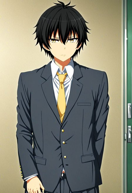 high resolution, solo, best quality, 1Boy, Seiya Kanie, black hair, short hair, thin, school life, school uniform, OverallDetail