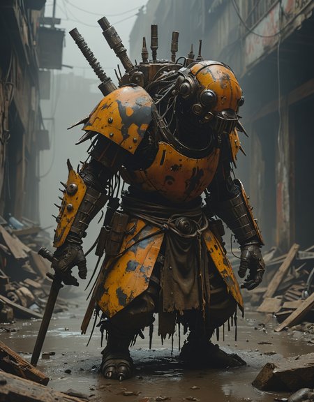 detailed hyperrealism, burst of color, gloom, Ashley Wood, Kekai Kotaki, Oscar Chichoni, epic, feudal, intricate creature in a hostile environment, (JMW Turner), darkness, gloom, 4K <lora:epi_noiseoffset2:1> <lora:add-detail-xl:1>