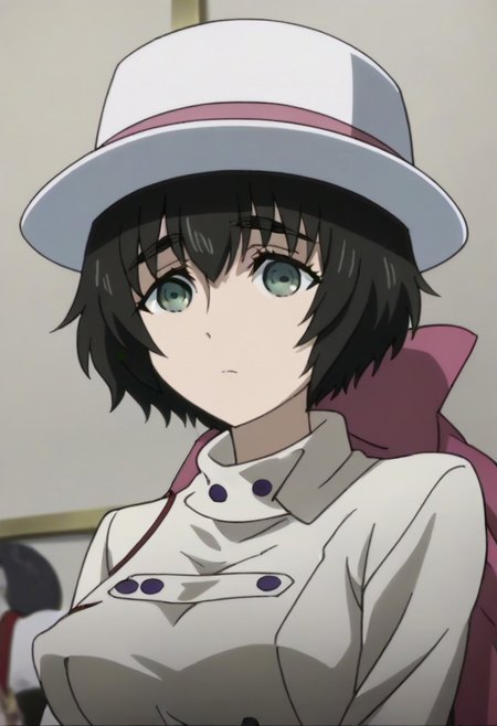 source_anime, official anime artwork, screencap, anime screencap, best quality, <lora:Mayuri_Shiina:1>solo girl, green eyes, thick eyebrows, Mayuri coat, white headwear, ,,,,,,,,,,,,,,,,,anime coloring, anime screencap, 1girl,Solo ,, anime,PUFFY nipple,huge breasts,,,official art, Uncensored ,Unedited ,,,,,,,,,,,,,,