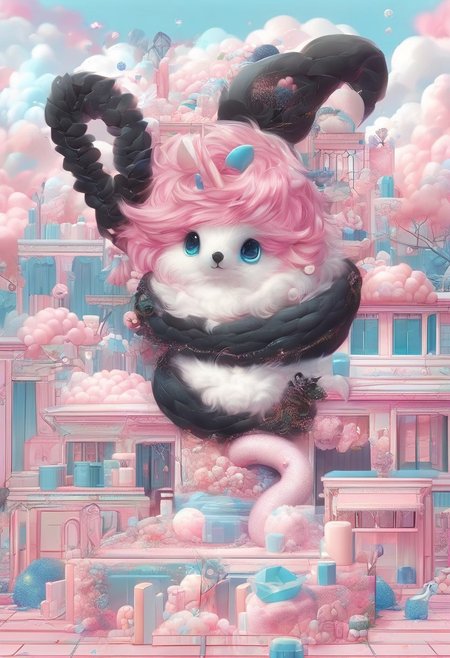 (anime), pink snake, cottoncandy, no human, (masterpiece), score_9