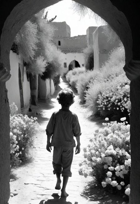 Tom Sawyer , inside a Morocco, blossoms, Confused, Colorless,