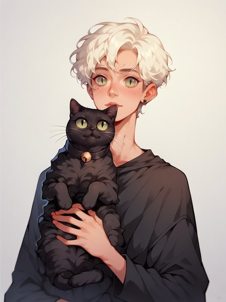 score_9, score_8_up, score_7_up, score_6_up, score_5_up,   <lora:c4tsXLP:0.9> c4ts, black cat,  <lora:p3tl0v3XLP:1> p3tl0v3, 1boy, cat,