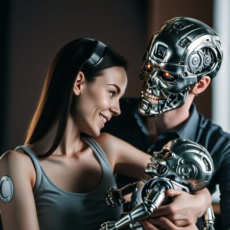 T800-1024, robots holding a baby robot, detailed eyes, highly detailed, photography, ultra sharp, film, bokeh, professional, 4k  <lora:add-detail-xl:1.5>  <lora:T800-1024-000450:0.8>
