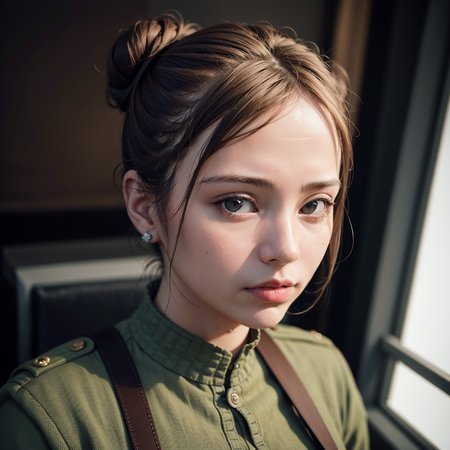 masterpiece, absurdres, high quality, realistic,
1girl, military, hair bun,
20 megapixel, detailed, movie grain