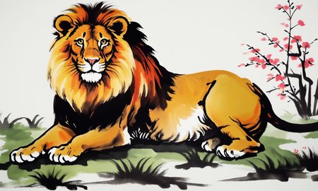 <lora:cipcd_xl-000005:0.9>,a colorful theme cipcd_xl painting,a lion is sitting on the grass,chinese zodiac,no humans,solo,whitebackground,simple background,simple detailed,8K,HDR,UHD,masterpiece,best quality,high resolution,wallpaper