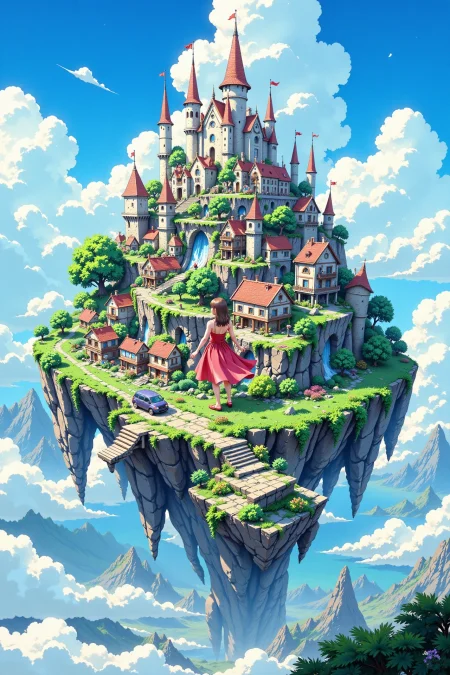 floating town beautiful anime landscape, cloudy sky, woman, very intricate, very detailed, sharp, bright, colorful, <lora:Hand v2:0.5> <lora:Anti-Blur:1><lora:Insane Detail Slider:0.25>  <lora:flux.1_lora_flyway_Epic-detail_v2:0.3> <lora:fluxenhancer:0.25> <lora:ROWER:0.6> <lora:flux-charmer-v1-1:0.4> <lora:flux_crude4:0.6> crdcrd