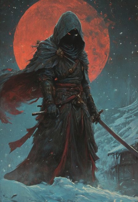satan monks ronin army ,hundreds, india architecture, strong bright , The neon hues of her aura paint the air, a vivid testament to her inner strength and focus. distant shot, An intense action scene a beautiful japan ninja girl wearing a red hooded cloak and white mask, dark crow standing on her shoulder, 6crow, snow at night, dark lighting, horror, (((hand up))), ((fight))), carrying a katana, sad, cobblestone path with winter and bloody snow, japan vilage, hyper detailed comprobo weapon, holding bloody sword, battoujutsu, ready to draw, sheathed, unsheathing, scabbard, fighting stance, extremely intricate detail character, accurate depiction of character, correct body anatomy, correct hands and fingers, extremely intricate skin and facial texture detail, design, extreme dynamic pose, sfw, sharp background detail, wide shot, intimidating retro 90's, red, black, science fiction, a dark sky lit by the glow of distant moons and neon lights. rockpunk, yoji shinkawa, James Jean, Ayami Kojima, village. colorful (polaroid:0.7) with vibrant colors, (vacations, high resolution:1.3), (small, selective focus, european film:1.2), (sexual advance:1.1), ,end of hopes ,silence, extremely detailed,dark,sad, easy negative, digital artwork by Beksinski, extremely detailed, dark, chiaroscuro, low-key,in the style of Kelly Slater ,style by Kelly Slater,closeup,digital artwork by Beksinski, style of Kelly Slate, human in red robe with cloacked face but the withs of a lacewing bug