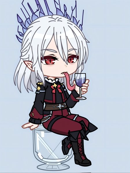 score_9,score_8_up,score_7_up,score_6_up,source_anime, shiny, shiny skin, <lora:MeMaXLV3_TypeB_AutismMix:0.8>, <lora:AIã¤ã©ã¹ããããã:0.8>, gacha, chibi, full body, <lora:Gacha_star:0.8>,
best quality, cute, chibi,solo,(monster girl:1.2),dragon girl,(scale:1.2),(shortstack:1.2),(half-closed eyes:1.2), white hair, red eyes,(two-tone hair:1.2),pointy ears, ,(lick put glass:1.4),long tongue (sketch, tegaki:1.3),from side, fantasy clothes,sitting,
,<lora:add-detail-xl:1>, japanese, ultra detailed, serious, best quality, amazing quality, very aesthetic, absurdres, masterpiece, best quality,spotlight,masterpiece, best quality, high quality, highres, absurdres, caustics, offcial art, anime screencap,
