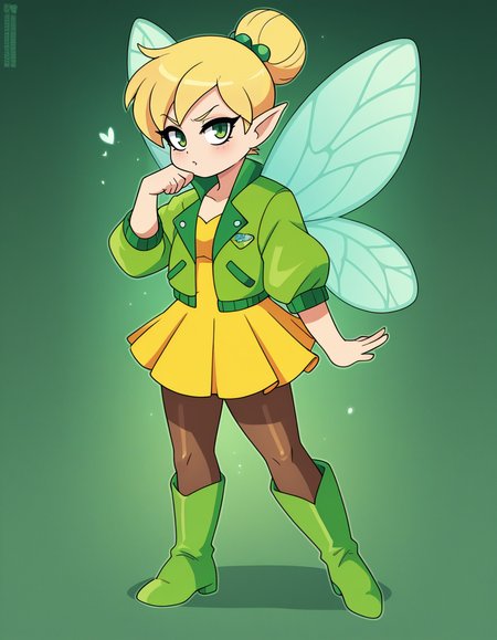 zPDXL, score_9, score_8_up, score_7_up, score_6_up, score_5_up, 4k, absurdres, looking at viewer, <lora:Perfect Hands:0.8> Perfect Hands, 1girl, solo, 
Tinker Bell, fairy, blonde hair, fairy wings, relaxed, arms at side, puffer-jacket, mini-skirt, knee-high-boots, opaque-pantyhose,
<lora:NicoNeko_v1:0.8> ncnk, silk