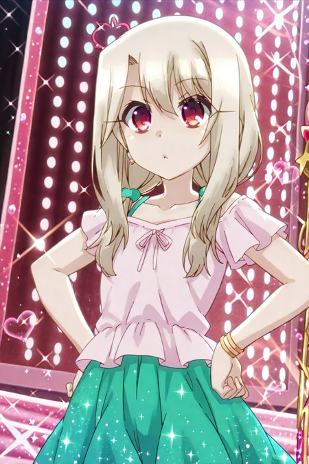 detailed background, shiny skin, posing,
heart, bloom, glitter, sparkle,
<lora:prisma.il:1>,
prisma,
illya, 
casual fashion, 
pigtails,