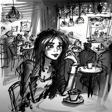 corcoc4s girl in a cafe <lora:corcoc4s:1>