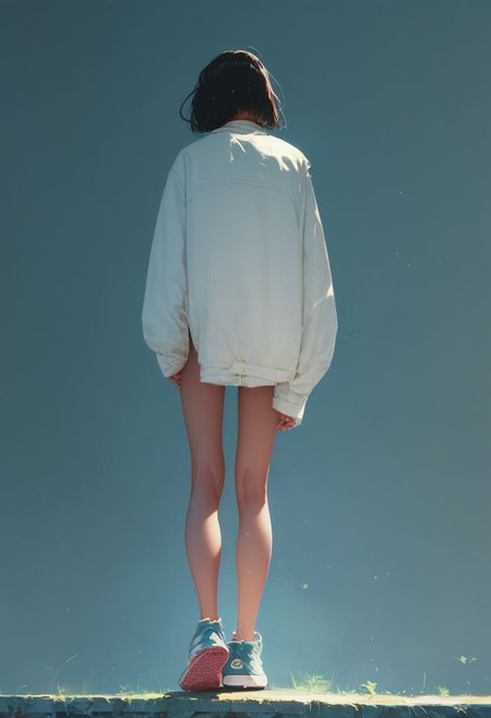 score_9, score_8_up, score_7_up, score_6_up, score_5_up, score_4_up, 1girl, view from behind, standing, relaxed, sneakers, leg focus,
