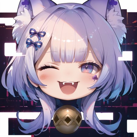 (score_9:0.9),score_8_up,score_7_up,rating_safe,anime_style,(zPDXL),(zPDXL3),((solo)),<lora:MALICE Pawn Cheshire Cat ponyXL v1.31:0.85>,chibi,((glitch)),(disembodied head:1.4),mâlice pawn cheshire cat,blush stickers,parody,neck bell,facial mark,character head stickers,meme,fangs,1girl,open mouth,smile,blush,looking at viewer,:d,portrait,facing viewer,one eye closed,winking \(animated\),