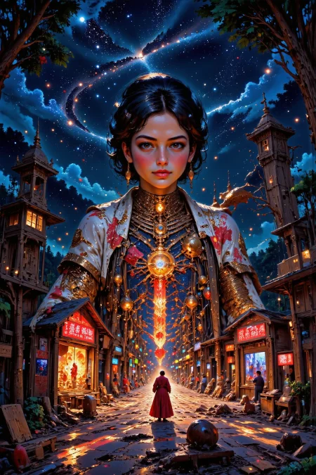 (ramen shop),  beautiful (Togolese) fantasy landscape,  bright luminous starry night, woman, intricate, very detailed, sharp, colorful, <lora:Hand v2:1> <lora:Anti-Blur:1> <lora:Insane Detail Slider:0.5>   <lora:Flux.1_Turbo_Detailer:0.6> <lora:flux-photo-transparent_Alpha_1.0:0.8> <lora:flux.1_lora_flyway_Epic-detail_v2:0.6> <lora:Painterly01b_CE_FLUX_AIT:0.8> pntrlyCE_style, <lora:VividlySurreal:0.8>, <lora:FluxMythP0rtr4itStyle:0.8> mythp0rt