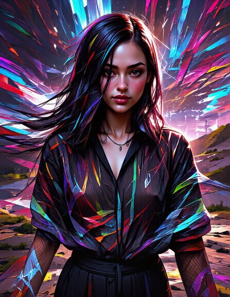 <lora:FluxMythP0rtr4itStyle:1> mythp0rt long hair woman <lora:flux_detailer:0.5>  <lora:flux-scribble:1> xslx scribble <lora:stb:0.8> see, through, blouse, visible, breasts  <lora:VQGAN_Style:1> digital, artwork, surreal, scene, style, swirling, vibrant, landscape