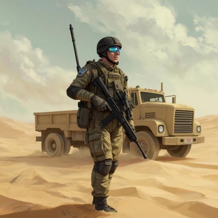 <lora:ck-LttleGhost-000011.safetensors:1> in the style of ck-lttlegh0st
In the heart of a vast, windswept desert, a mature and seasoned soldier stands amidst a landscape transformed by the passage of time and the weight of countless battles. His full combat gear, now worn and weathered, is a testament to the years he has spent in service. The black helmet, once sleek and polished, now bears the signs of countless missions, with a visor that glows a soft, calming blue, symbolizing the inner peace he has found despite the chaos around him.
The soldier, a man in his mid-forties with a rugged but composed demeanor, stands on the sandy ground, his footsteps leaving faint trails in the shifting dunes. His rifle, a well-worn companion, is held with a steady hand, a symbol of his unwavering resolve. The beige military truck in the background, dust-covered and sturdy, stands as a silent witness to the many operations he has led and participated in.
The sky above is a canvas of swirling clouds, hinting at a sandstorm that has passed, leaving behind a sense of calm and clarity. The air is filled with a soft, ethereal light that filters through the haze, casting long, gentle shadows. The soldier's bulletproof vest, with a faded patch on the left side, and his knee pads and backpack, all bear the marks of his journey, each scratch and scuff a story of personal growth and resilience.
The scene, viewed from a low angle, emphasizes the soldier's towering presence, a figure of strength and wisdom. The motion blur around him suggests a sense of movement, not of haste but of purposeful, deliberate steps. The sand, once a harsh and unforgiving terrain, now seems to embrace him, a fitting backdrop for a man who has found inner peace and a deep understanding of his path.