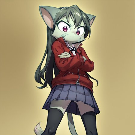 score_9, score_8_up, score_7_up, source_anime, BREAK 
lilith_calah, 1girl, furry female, furry, solo, tail, animal ears,
(zPDXL3), 
(zPDXLxxx), 
hiroki, 
1girl, 
solo, 
Aisaka_Taiga
 long_hair, flat_chest, pleated_skirt, blue_skirt, white_shirt, collared_shirt, black_thighhighs, black_ribbon, neck_ribbon, jacket, red_jacket,
crossed_arms,
from below,