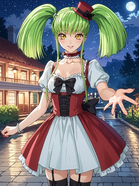 zPDXL3_2, score_9, score_8_up, score_7_up, rating_explicit, source_anime, 
BREAK
happy-face-expression, looking-at-viewer, fine fabric-texture, <lora:C.C.:0.8>, green hair, long hair, yellow eyes, choker,