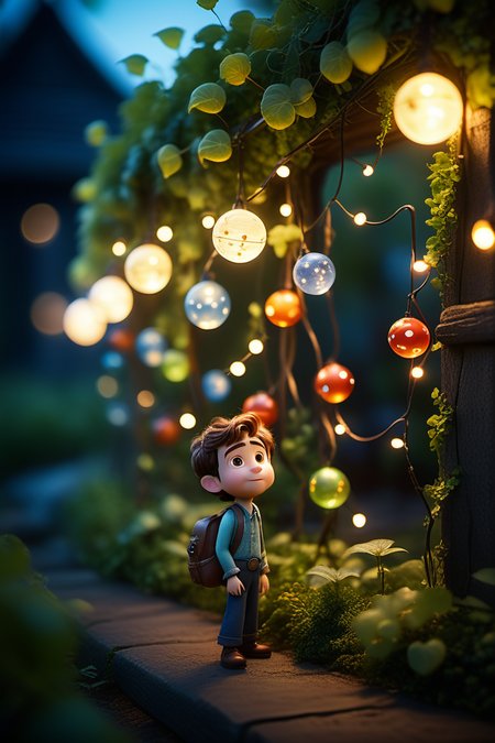 cinematic film still style of Pixar,Enhance the image with magical elements by adding glowing orbs and ethereal creatures that seem to be drawn from the worlds of Miyazaki's imagination. These creatures playfully interact with the vines and stars,creating a sense of harmony and wonder.,
<lora:xl_more_art-full_v1:1>,realistic,, (((masterpiece))),(((best quality))),((ultra-detailed)) . shallow depth of field, vignette, highly detailed, high budget, bokeh, cinemascope, moody, epic, gorgeous, film grain, grainy