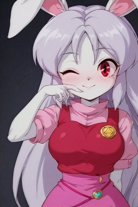 black background, shiny skin, posing,
general, safe, 
<lora:grimgrim.il:1>
grimgrim, 
<lora:etoran.il:1>
kurimu, 
large breasts, 
clothed girl, 
one eye closed,