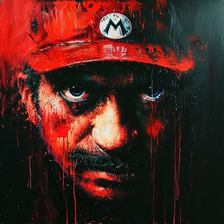 impactful paint of portrait of Super Mario  <lora:Disturbia:0.7>,    highly detailed,   8k,   sharp,  professional, clear,   high contrast, high saturated, , vivid deep blacks, crystal clear  <lora:Mario1024:0.2> Mario1024,