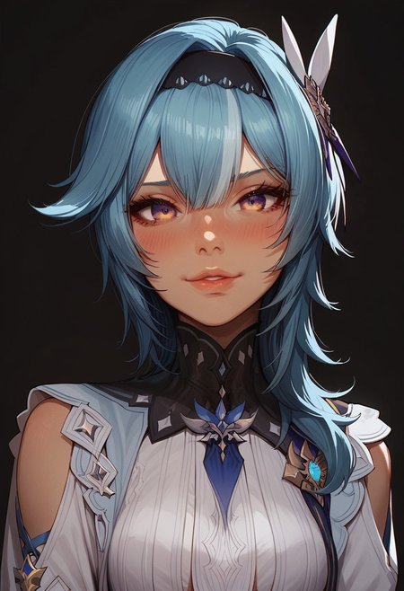 score_9, score_8_up, score_8. score_9, score_8_up, score_7_up, score_6_up, masterpiece, 4k, high quality, (best quality:1.1), ExpressiveH
1girl, solo, eula_(genshin), bangs, hair ornament, hair between eyes, blue hair, purple eyes, sidelocks, hairband, medium hair, black hairband, blushing, looking at viewer, smiling, g0dd3ss, white dress
green background