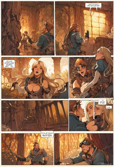 score_9, score_8_up, score_7_up,source_anime,anime coloring,perfect anatomy,cinematic_shadow,detailed_skins,
BREAK
<lora:ekho:1>ekho, comic, 1girl, 1boy, blonde hair, english text, brown hair, gloves, boots, breasts, goggles, web address, facial hair, long hair, indoors