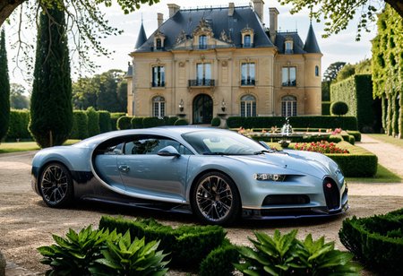 <lora:bugattich1r0n:1>,A soft lavender, bugatti ch1r0n parked outdoors in front of a majestic French château. The car, with its glossy metallic blue exterior and sleek black accents, is perfectly positioned on a cobblestone driveway leading to the château. The château features classic French architecture with large arched windows, intricate stonework, and tall, elegant towers. The setting is bathed in soft golden sunlight, creating a warm and luxurious atmosphere. Surrounding the château are neatly trimmed gardens, fountains, and lush greenery, enhancing the sense of grandeur. The scene combines automotive excellence with historical elegance."
<lora:SDXLFaeTastic2400:0.4> <lora:extremely_detailed:0.4> extremely detailed, Masterpiece,best quality,hi res,8k,hi res,8k,award winning,(sharp focus, intricate, highly detailed),