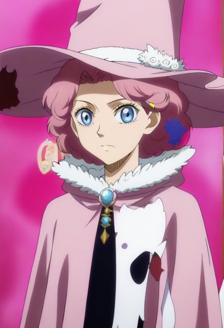 <lora:SlimesDorothy:1>, slimes_dorothyunsworth, pink witch hat, blue eyes with a pink outline, pink hair,,,,,,,,,,,,,,,,,,,,anime coloring, anime screencap, 1girl,Solo ,, anime,,,,official art,Uncensored,Unedited ,,,,,,,,,,,,,,,,,,,,,,,,