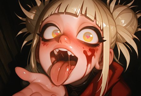 artist:moriimee, (detailed face),face focus, ultra-detailed-eyes,glossy lips,beautiful eyes,long eyelashes,big eyes,detailed eyes,perfect eyes,detailed iris,sharp jawline,detailed background, masterpiece,amazing quality,best quality,good quality,newest,highres,absurdres,volumetric lighting,gradient color,raytracing,ambient occlusion,very awa,very aesthetic,absurdres, (scenery, volumetric lighting), semi-realistic digital painting, high detail, cinematic character portrait, <lora:bikabaka:0.9> <lora:Illustrious_USA3710_Style_LORA_2:0.25> us4styl3, <lora:Rapscallion_IllustriousV1:0.6> <lora:tomaco_ill:1> <lora:nyalia_NoobXL:0.8>
(((High Resolution, Best Quality))), masterpiece, by piaki, best quality, very detailed, 1 girl, Toga Himiko, blonde hair, crazy eyes, insane, fully clothed, indoor, bedroom, Close-up, mouth focus, very close-up, blood on face, extremly close-up, looking at viewer, blowing kiss, heart, oral_invitation, tongue out, open mouth, saliva, embarrassed, shy, blush, nose blush, lustful, horny,