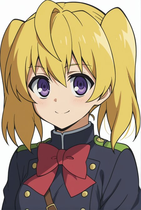 <lora:Mitsuba_Sanguu:0.8>, Mitsuba Sanguu, white background, upper body, smile