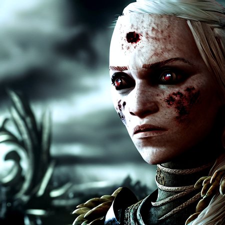 face of daenerys targaryen, , volumetric lighting, magical, ScaryMonstersV2