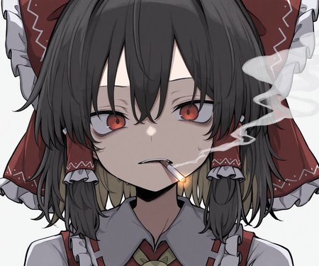 masterpiece, best quality, amazing quality,  1girl, solo,  looking at viewer, smoking,  <lora:Uwata_h ILXL:1> Uwata_h,  touhou