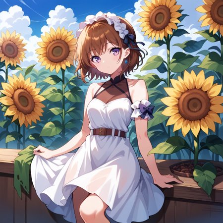 score_9, score_8_up, score_7_up, source_anime, sn0wdr0p, dress, flower, sunflower