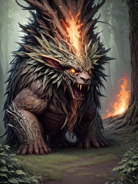 druidic hell beast <lora:LoromXL_Druidic_Naturalism_v1:1.2>