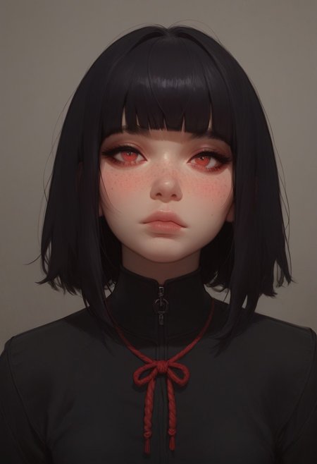 score_9, score_8_up, score_7_up, score_6_up, score_5_up, score_4_up, (1girl, 18 years old, sexy small breasts, skinny,  sexy young face, red eyes, black hair, bob haircut, fringe, pookies, freckles, ,) close up, extremely detailed face, slutty, shy, (pookies:1.2), upper body