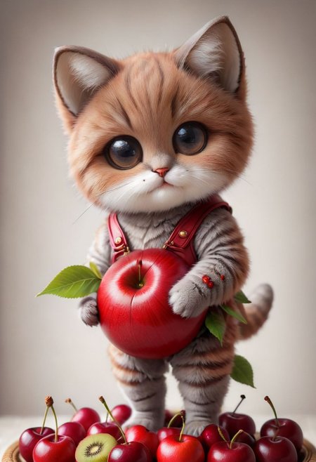 An award winning photo , a cute little baby cat,sitting around in a Cherry costume, (fruit) , (((cuteness overload))) <lora:add-detail-xl:1>,  <lora:WowifierXL-V2:1>, zhibi