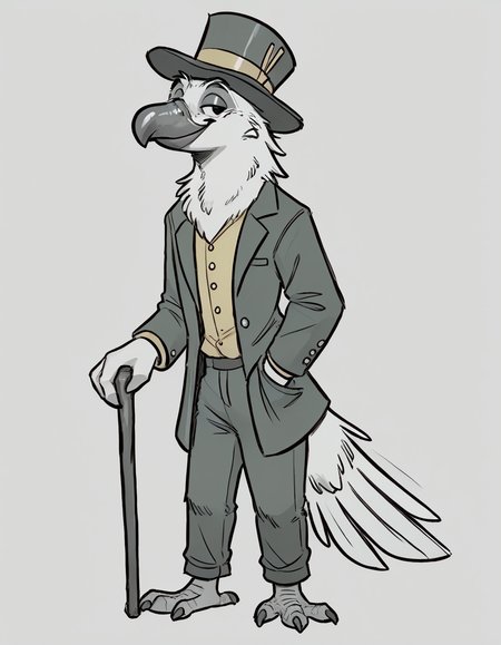 tall crow wearing green suit, yellow top hat, holding a cane, smiling, bending slightly down,
source_furry,
<lora:GrayCove:0.5> monochrome, furry <lora:Tritscrits_Style_PonyXL:1> tr1tscr1ts <lora:kb0g_1.0Pony:0.8>  <lora:Jacato_Style_Pony:0.5>, score_9, score_8_up, score_7_up, score_6_up, score_5_up,
