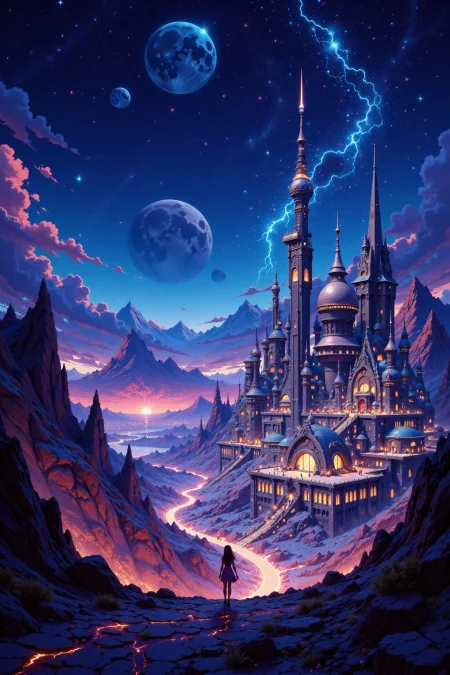 A futuristic city on a distant planet beautiful anime landscape, bright luminous starry night, woman, very intricate, very detailed, sharp, bright, colorful, <lora:Hand v2:0.5> <lora:Anti-Blur:1><lora:Insane Detail Slider:0.25>  <lora:flux.1_lora_flyway_Epic-detail_v2:0.3> <lora:fluxenhancer:0.25> <lora:ROWER:0.6> <lora:flux-charmer-v1-1:0.4> <lora:Colorful_Fantasy_Art_for_FLUX:1> fantasy art