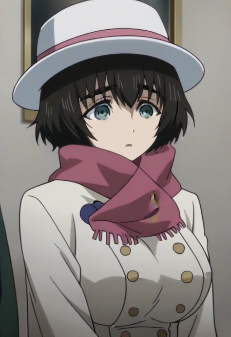 source_anime, official anime artwork, screencap, anime screencap, best quality, <lora:Mayuri_Shiina:1>solo girl, green eyes, thick eyebrows, Mayuri coat, white headwear, ,,,,,,,,,,,,,,,,,anime coloring, anime screencap, 1girl,Solo ,, anime,PUFFY nipple,huge breasts,,,official art, Uncensored ,Unedited ,,,,,,,,,,,,,,