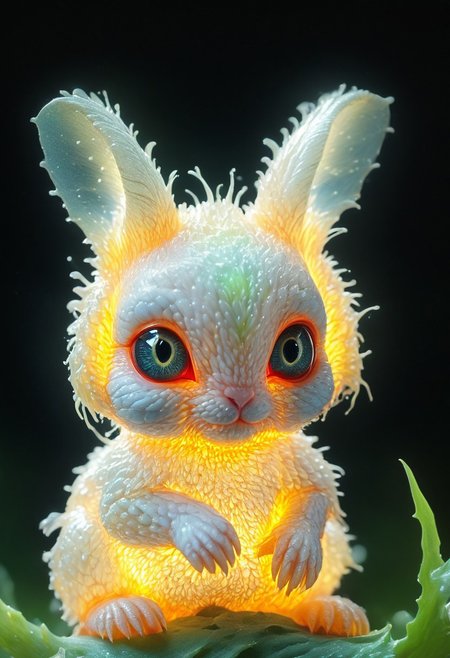 (Micro albino demon rabbit with lethargic sleepy smokey eyes),cute,  ultra detailed macro photography by miki asai,  photography, phosphorescent, cute, a housed mystical stunning,  soft lighting, breathtaking, highly detailed, award-winning,  cinematic still shot,  kodachrome, uhd, canon eos