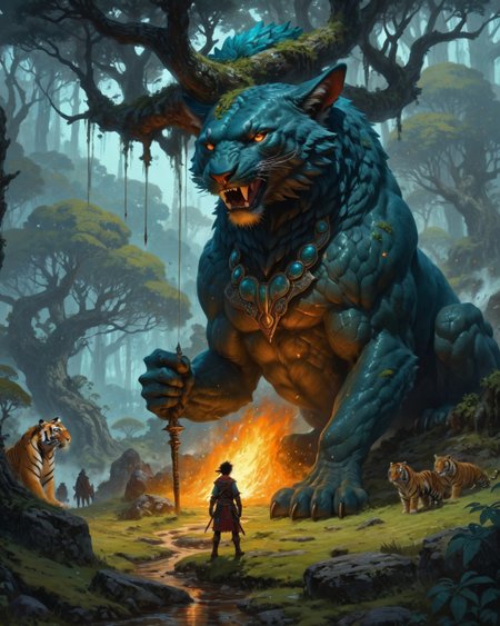 ethereal fantasy concept art of  ethereal fantasy concept art of  anime artwork Art painting by Jamie Hewlett and Jakub Rozalski and Jakub Rozalski, featured on yoshitaka amano,, sacred grove clearings where stone-circle portals hum with ley line energy, the air heavy with petal-confetti blizzards that coats ivory bone chapels,primeval jungles where stone-age shamans commune with volcano gods, the canopy alive with ghost panthers,
<lora:iLLMythG0thicL1nes:0.7> G0thicL1nes,
<lora:extremely_detailed:0.7> extremely detailed ,
<lora:add-detail-xl:0.7>,
<lora:softdigital2x2:0.15>,
<lora:EpicF4nta5yXL:0.3>, . anime style, key visual, vibrant, studio anime,  highly detailed . magnificent, celestial, ethereal, painterly, epic, majestic, magical, fantasy art, cover art, dreamy, magnificent, celestial, ethereal, painterly, epic, majestic, magical, fantasy art, cover art, dreamy