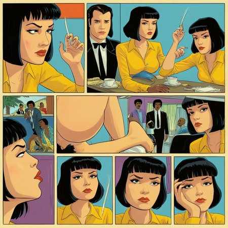comic book art of  <lora:comicbookpage style:0.9> comicbookpage style
 <lora:xl_more_art-full_v1:0.5>
 <lora:add-detail-xl:1>
 <lora:detailed:0.3>
<lora:perfection style:0.3>
a cartoon comic book strip page of
 <lora:Pulp Fiction style:1>Pulp Fiction style, comic art, graphic novel illustration