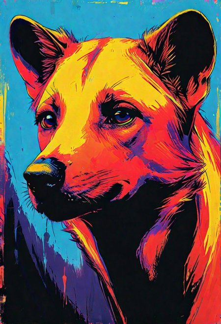 impactful color paint of, a hyenas, highly detailed, vibrant colors , 8k, sharp, professional, clear, high contrast, high saturated, , vivid deep blacks, crystal clear