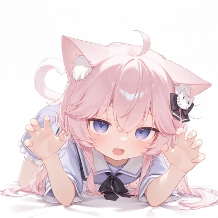 1girl, nyatasha nyanners, all all fours, claw pose, general, fang, looking at viewer, 
very awa, masterpiece, best quality, amazing quality, absurd res, hi res, highres, <lora:naitian_epoch_15:0.5>