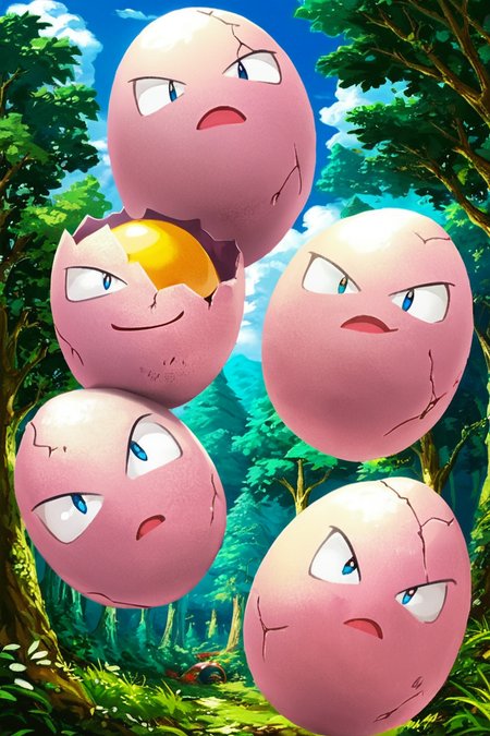 score_9, score_8_up, score_8,  ,,, , ,,, zzExeggcute, no humans,  <lora:ExeggcutePokedexPDXL:1.0>,  forest,  ,,,, BREAK, smile, looking at viewer, cowboy shot, ,,, outdoors, sky, day, cloud, tree, blue sky, sunny,  ,,, Expressiveh, ,,, <lora:Alola_Style_PDXL:0.8>, <lora:Expressive_H-000001:0.4>,