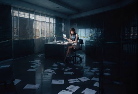 ,ruanyi0943,blinds,indoors,paper,
,ruanyi0897,black thighhighs,garter straps,turtleneck,id card,lanyard,grey skirt,crop top,black sleeveless sweater,long skirt,chair,sitting,
night,dark,<lora:0943 Untitled_v1_pony:1>,<lora:0897 Home wear 3_v1_pony:0.7>, score_9,score_8_up,score_7_up,,8k,1girl,solo,,