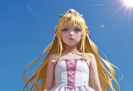 score_9, score_8_up, score_7_up, (((from Front and from below))),
at the beach, sun goes down,3female
1, Yue, blonde hair, very long hair, red eyes,
2, Liliana, long hair, blonde hair, ponytail, tiara, green eyes,
3, Tio, yellow eyes, pointy ears, black hair, hair ornament,